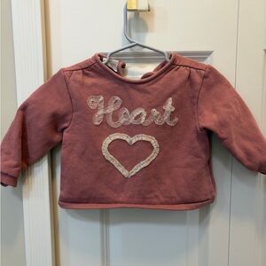 Zara Mauve Pink Heart crop Sweatshirt